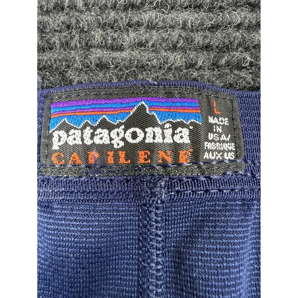 Patagonia Capilene Mens Large Blue Long Underwear Base Layer Pants Made in USA